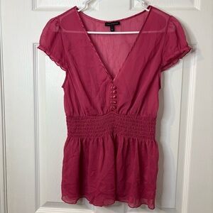 The Limited Blouse Womens Size L Smocked Waist Romantic Feminine Fairy Babydoll